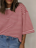 Back Story Stripe Tee in Red