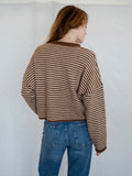 Piper Cardigan in Brown Stripe