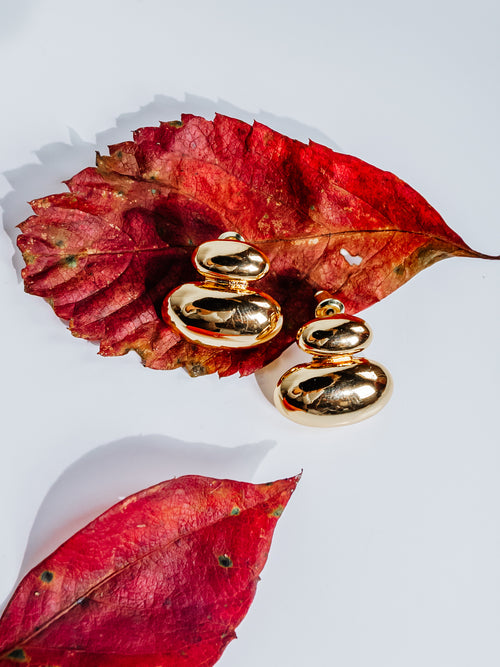 Gold Pebble Studs