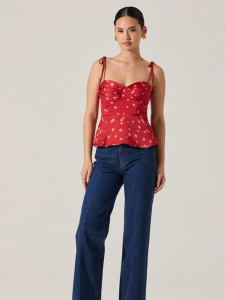 Selina Top in Red Polka Dot