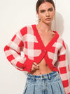 Party in Plaid Cardi in Red