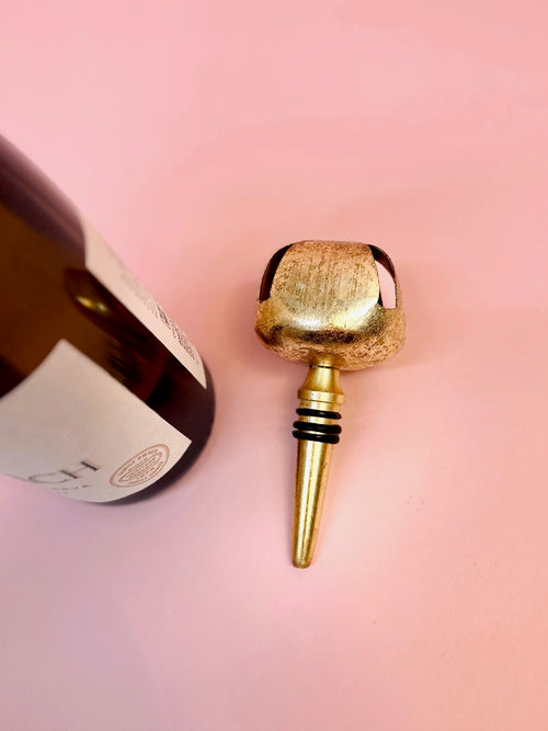 Jingle Bell Bottle Stopper in Gold