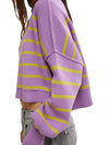 Stripe Easy Street Crop Pullover in Iris Orchid Combo