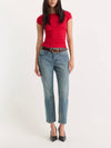 The Variegated Rib Top in Crimson Rose