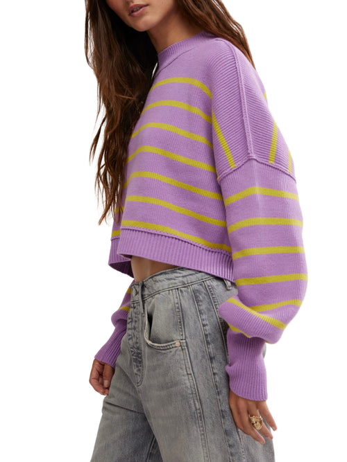 Stripe Easy Street Crop Pullover in Iris Orchid Combo