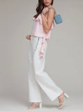 Satin Asymmetrical Cami in Baby Pink
