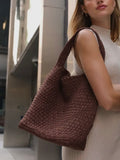 Johanna Woven Shoulder Bag in Tobacco