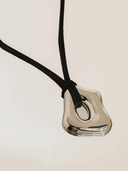 Ceyvan Leather Cord Necklace in Silver