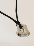 Ceyvan Leather Cord Necklace in Silver