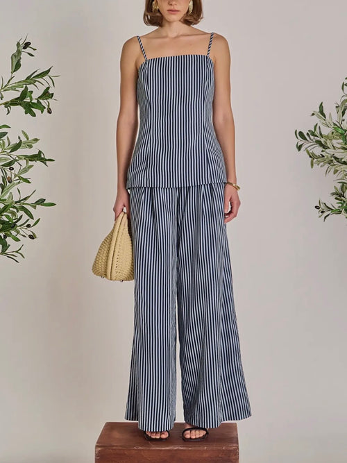 Lots of Lines Long Tank in Blue