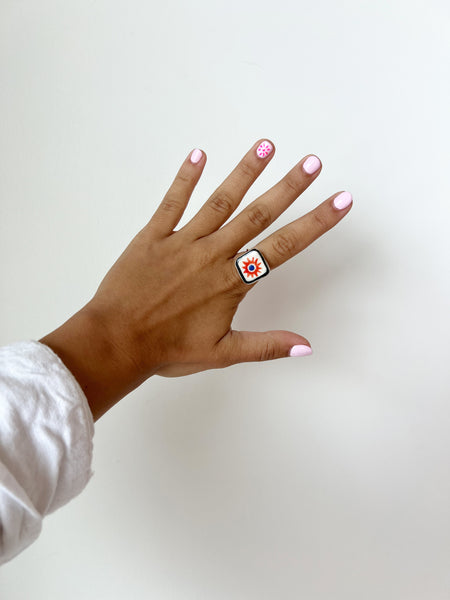Quilt Square Porcelain Ring in Sunburst