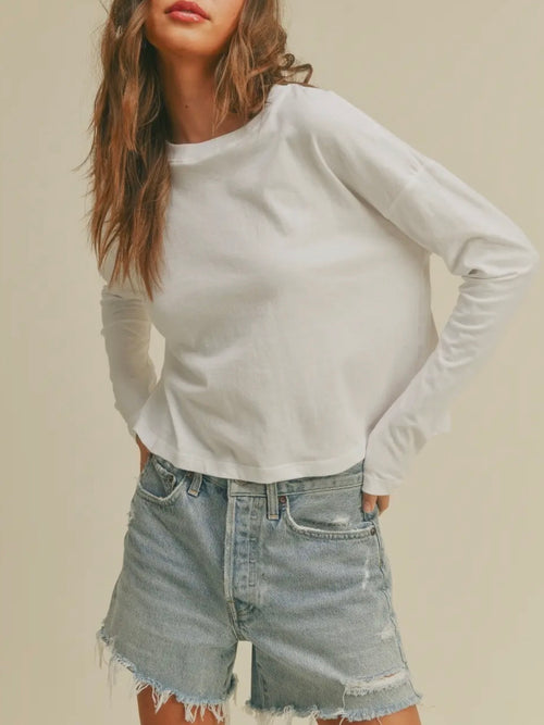 More To Love Long Sleeve Tee in White