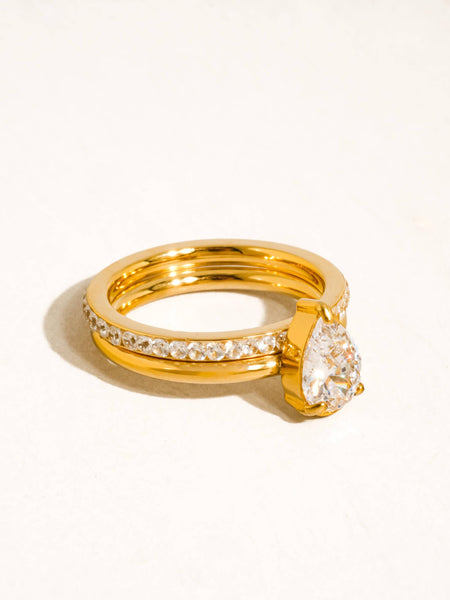 Eirwen Pear CZ Stack Ring