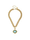 Aqua Venetian Glass Bee Intaglio Chain Necklace