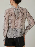 Slinking Along Blouse in Grey Snake