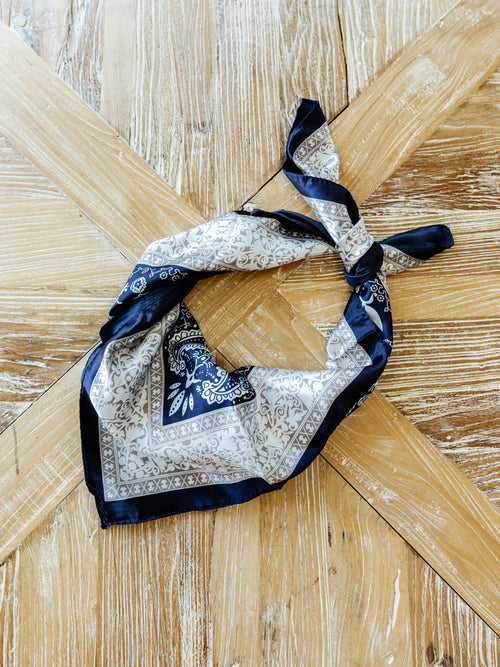 Retro Paisley Scarf in Navy