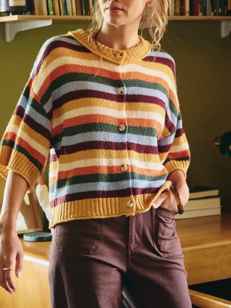 Maple Street Stripe Cardigan in Mustard