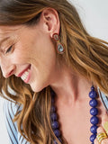 Elaine Drop Earrings in Maroon & Light Blue