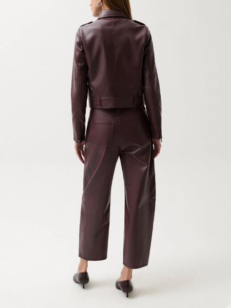 Eli Faux Leather Pant in Cabernet