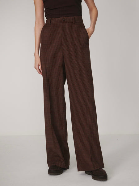 Layne Wide Leg 29.5 in Dark Cocoa Mini Check