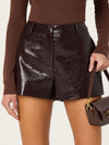 Wynn Faux Leather Short in Dark Brown
