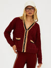 Gene Cardigan in Maroon Merlot Colorblock