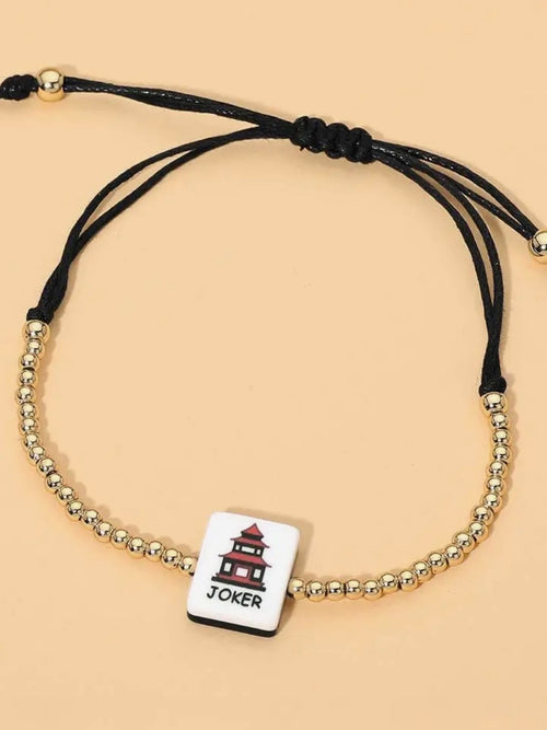 Mahj Charm Bracelet in Brown & Gold