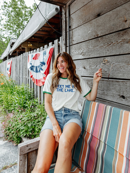 Meet Me At The Lake Ringer Tee in Green