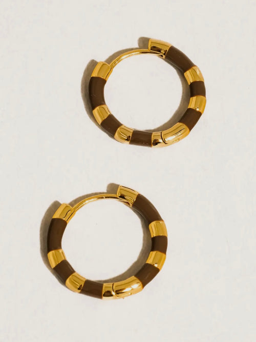 Avielle Enamel Hoops in Brown