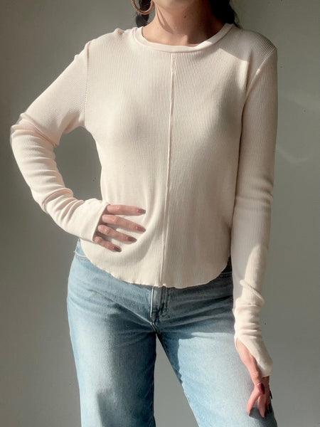 Mock Neck Long Sleeve Tee in Desire