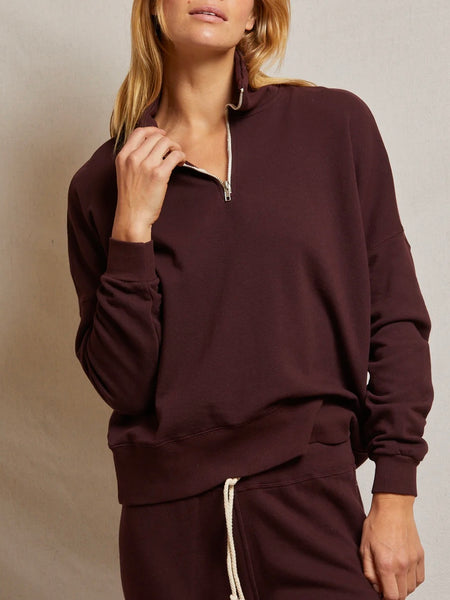 Maren French Terry Half Zip in Blackberry