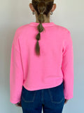 Crew Neck Wide Sleeve Sweatshirt in Neo Pink