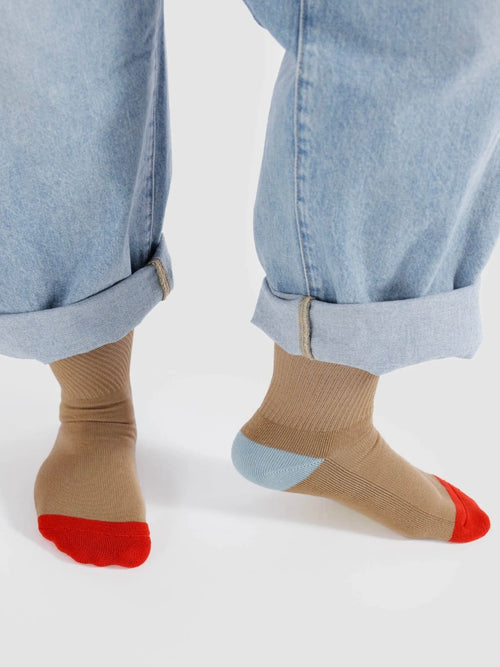 Ribbed Socks in Beige Mix