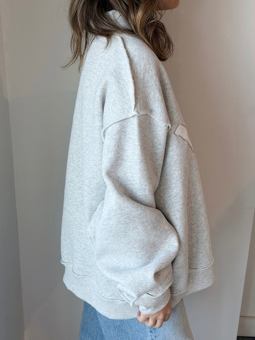 MOTHER Mock Neck Sweatshirt in Grey