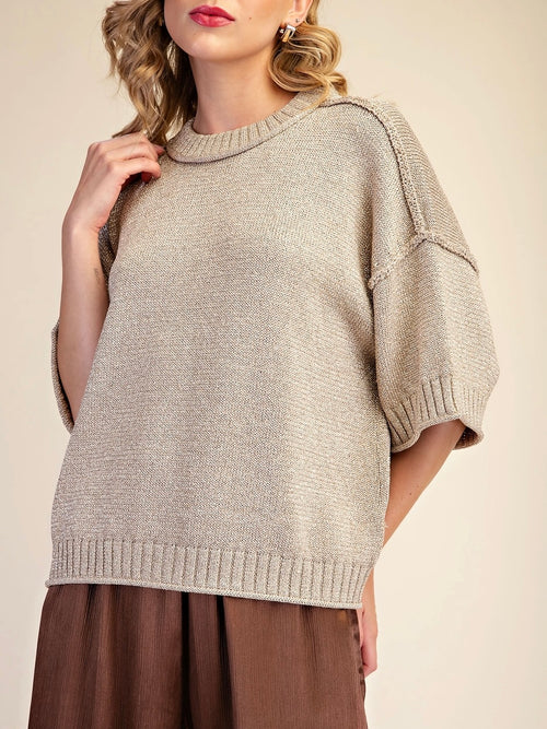 Doing The Most Sweater in Light Gold