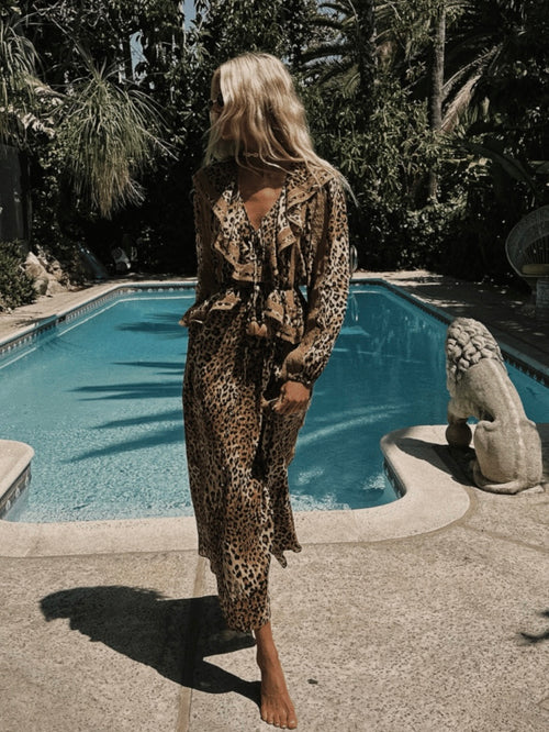 Samantha Lace Gown in Vintage Leopard