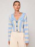 Bradley Stripe Cardigan in Blue & White