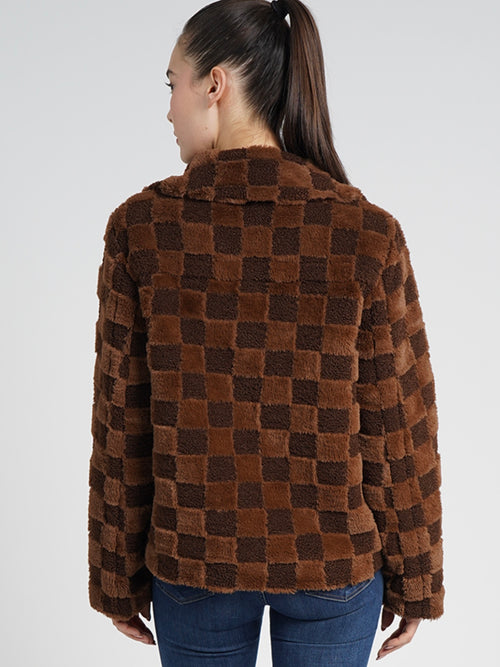 Suki Checker Jacket in Brown