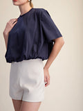 Bubbling Over Cropped Tee in Navy