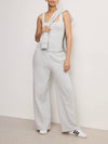 Brushed Fleece Wide Leg Pant in Heather Grey