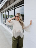 Wave Detail Knit Top in Beige