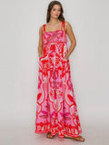 Tropic-tini Printed Dress in Red & Pink
