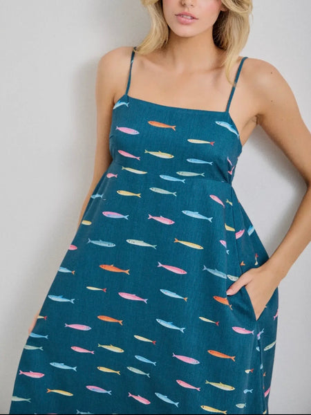 If Fishes Were Wishes Maxi in Teal