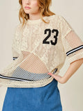 Team Player Crochet Lace Top in Natural