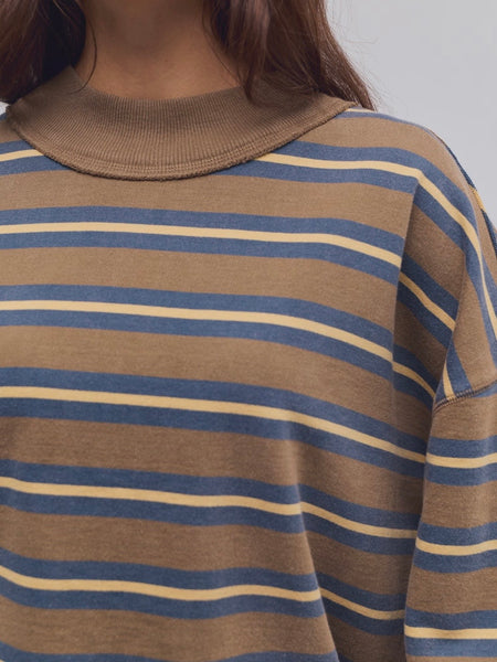 Palm Springs Striped Pullover in Army Combo