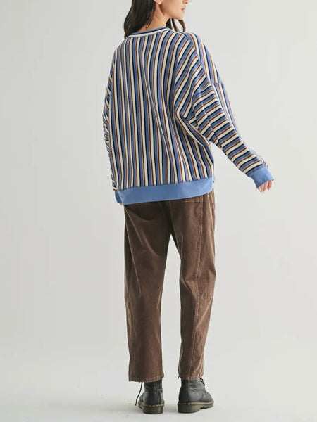 Stunned Stripes Top in Blue Combo