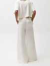 Delphine Pleated Denim Wide Leg in Off White