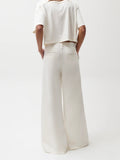 Delphine Pleated Denim Wide Leg in Off White