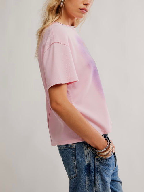 Merry Meowy Tee in Pink Combo