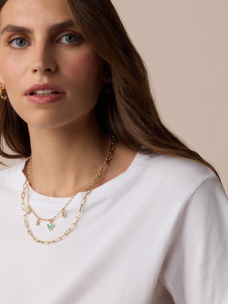 Campbell Heart Charm Necklace in Green